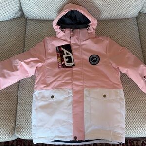Pink and White Kids Arctic Queen Ski Jacket + pair of bibs